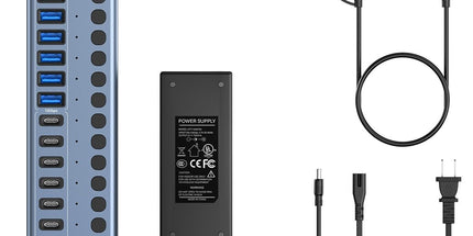 ACASIS HB16PRO 16-Port USB 3.2 10Gbps 12V/8A Powered 8 x USB-A + 8 x USB-C Docking Hub for PC & Laptop