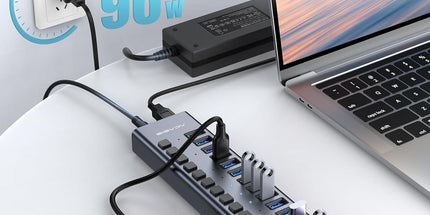 ACASIS HS-716MG USB 3.2 Gen2 10Gbps 12V/8A 16 Port USB-A + On/Off Switch with AC Power Adapter for PC & Laptop