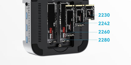 ACASIS M001PRO 14-in-1 Mac Mini Docking Station USB4 40Gbps Dock Dual 4K60Hz DP NVMe SSD x 2, USB-A x 3, DP x 2, PD/SD/TF Built for High-Performance Workstations