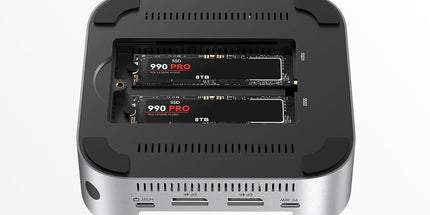 ACASIS M001PRO 14-in-1 Mac Mini Docking Station USB4 40Gbps Dock Dual 4K60Hz DP NVMe SSD x 2, USB-A x 3, DP x 2, PD/SD/TF Built for High-Performance Workstations