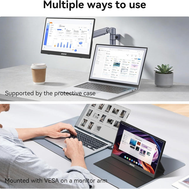 BENFEI 000451BK 15.6" FHD Portable Monitor USB-C HDMI IPS HDR Gaming Display w/ Speakers