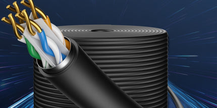 BENFEI 000704BK-305MS Pure Copper Cat 6 Cable 305M-Waterproof Black PE+PVC (Shielded) Double-Layer Jacket