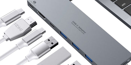 INTACT 9820T 8-in-1 Dual USB-C Adapter for MacBook/Pro HDMI/ Thunderbolt3/USB3.0*3/TypeC/SD/TF