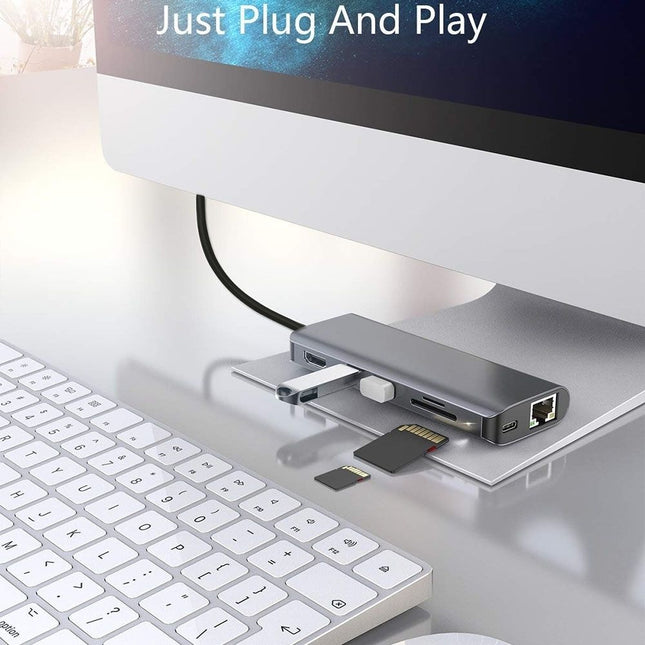 INTACT 9826T 7-in-1 USB-C Adapter HDMI/RJ45/USB3.0*2/SD/TF/ Type-C PD