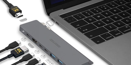 INTACT 9839T Dual USB-C 8-in-1 with Dual HDMI+USB3.0*3+USB-C Female + PD Power Adapter
