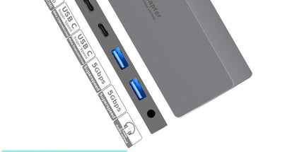 INTACT 9839T Dual USB-C 8-in-1 with Dual HDMI+USB3.0*3+USB-C Female + PD Power Adapter