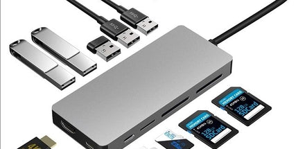INTACT 9845T 11-in-1 USB-C Adapter HDMI/USB3.0*2/USB2.0*3/TypeC/SD*2/TF/ USB-C PD