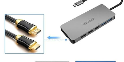 INTACT 9845T 11-in-1 USB-C Adapter HDMI/USB3.0*2/USB2.0*3/TypeC/SD*2/TF/ USB-C PD