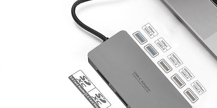 INTACT 9845T 11-in-1 USB-C Adapter HDMI/USB3.0*2/USB2.0*3/TypeC/SD*2/TF/ USB-C PD