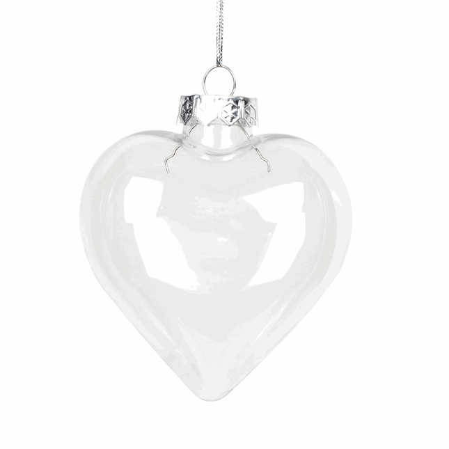 50 Wholesale Pack Iridescent Glass Heart Ornaments Fillable Baubles for Christmas Party Wedding DIY Craft Decorations