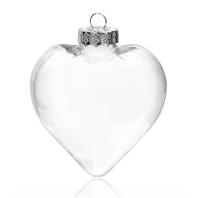 50 Wholesale Pack Iridescent Glass Heart Ornaments Fillable Baubles for Christmas Party Wedding DIY Craft Decorations