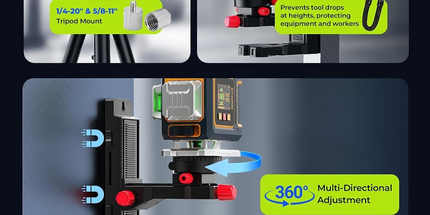 CIGMAN 16 Lines Green Laser Level 4×360° Self Leveling, Side LCD, CMS04