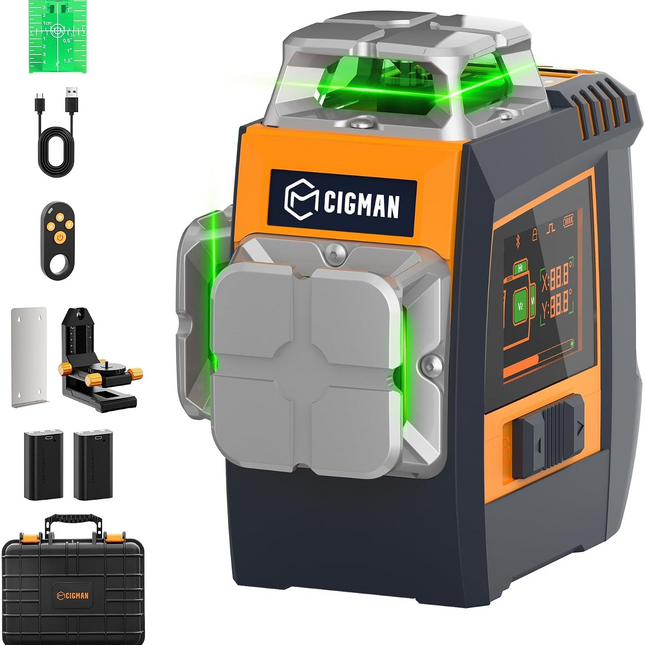 CIGMAN Gesture Control Laser Level with Side Screen Display, 3×360° Green CMS05