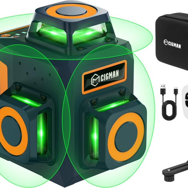 CIGMAN Green Laser Level 3 x 360°, Self-Leveling Construction Laser CM701SE