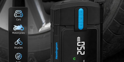 Car Jump Starter with Air Compressor, Hemingson 160PSI 3000A Portable Car Battery Jump Starter (9.0L Gas/8.0L Diesel), 12V Car Battery Jump Box Jumper Starter with Oversized LCD Display, Lights