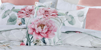 Bianca Coleraine White Floral Printed Bedspread Set Super King