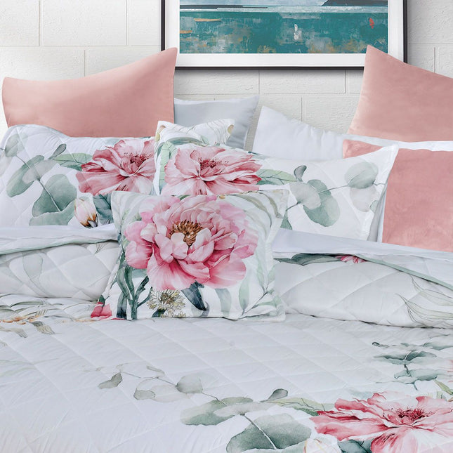 Bianca Coleraine White Floral Printed Bedspread Set Super King