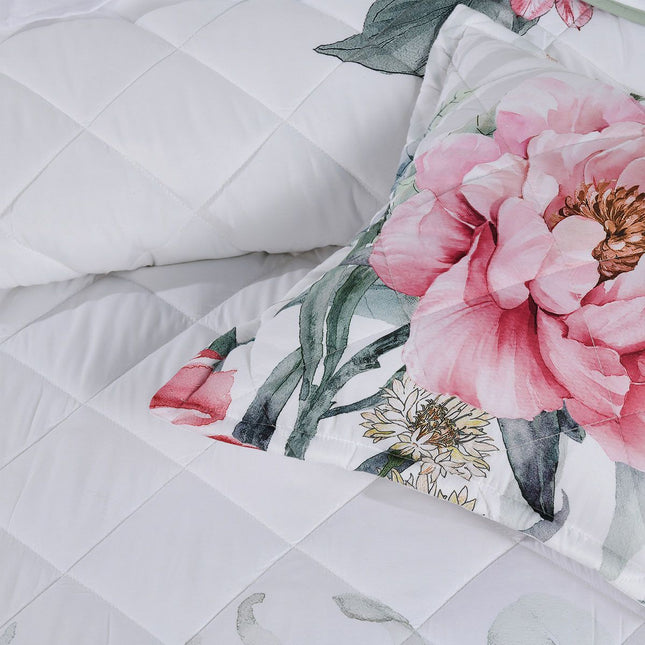 Bianca Coleraine White Floral Printed Bedspread Set Super King