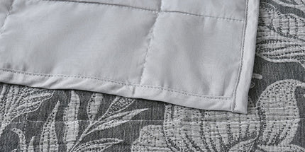 Bianca Maidstone Grey Floral Jacquard Bedspread Set Super King