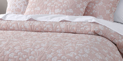 Bianca Myra Blush Floral Jacquard Bedspread Set Super King