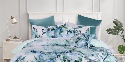 Bianca Woodbury White Botanical Printed Bedspread Set Super King
