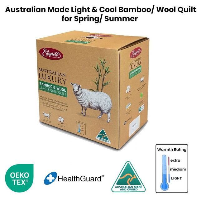 Easyrest Australian Made Light & Cool Bamboo / Wool Quilt for Spring/ Summer Double