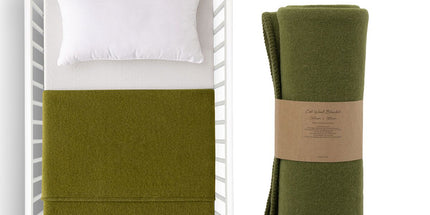Little Gem Green Australian Wool Cot Blanket 120 x 160 cm