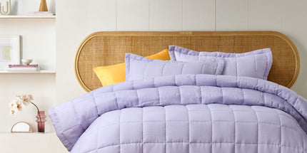 Vintage Design Homewares Lilac French Linen Coverlet Set Queen