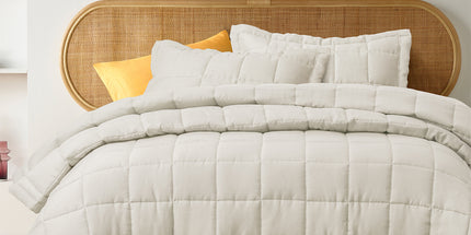 Vintage Design Homewares Natural French Linen Coverlet Set Queen
