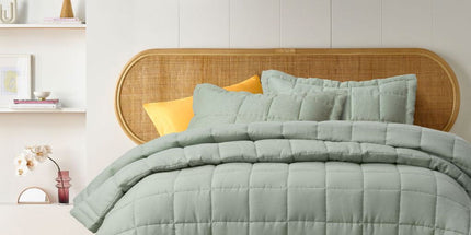 Vintage Design Homewares Sage French Linen Coverlet Set Queen