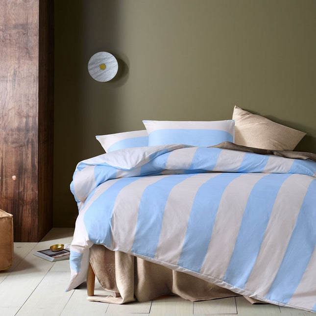 Accessorize Regency Blue Striped Washed Cotton Quilt Cover Set King