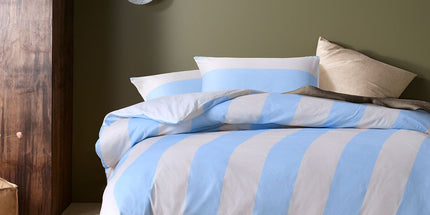 Accessorize Regency Blue Striped Washed Cotton Quilt Cover Set King