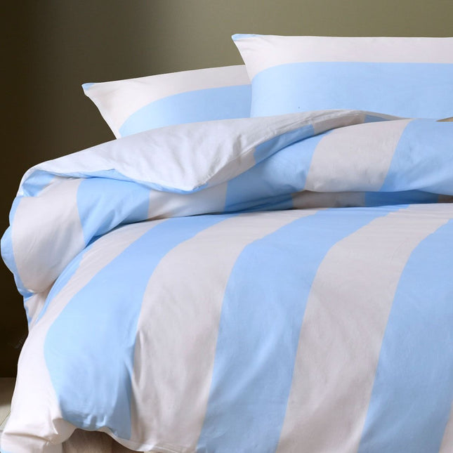 Accessorize Regency Blue Striped Washed Cotton Quilt Cover Set Super King