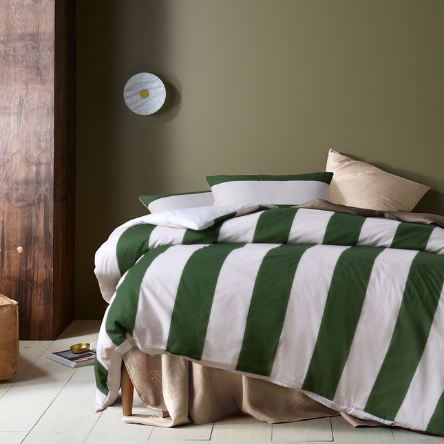 Accessorize Regency Green Striped Washed Cotton Quilt Cover Set King