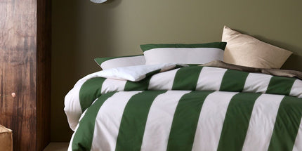 Accessorize Regency Green Striped Washed Cotton Quilt Cover Set Super King