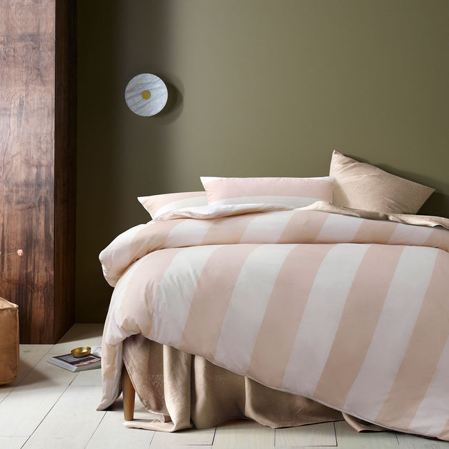 Accessorize Regency Natural Striped Washed Cotton Quilt Cover Set Super King