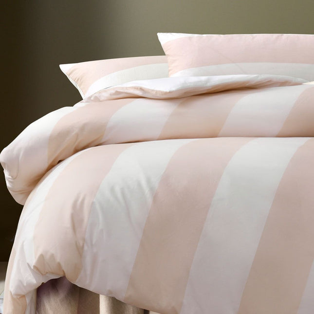 Accessorize Regency Natural Striped Washed Cotton Quilt Cover Set Super King