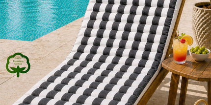 Rans Black Alfresco Cotton Outdoor Indoor Lounge Mat 62 x 194 cm