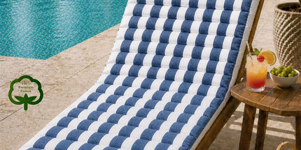 Rans Blue Alfresco Cotton Outdoor Indoor Lounge Mat 62 x 194 cm