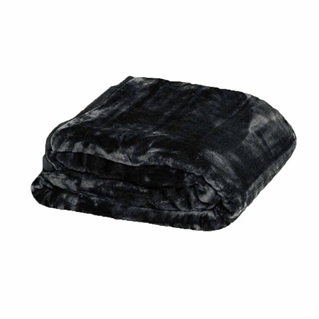 750gsm 3.5kg Double Layer Faux Mink Blanket Queen 200x240 cm Black