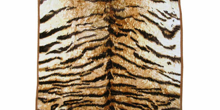 750gsm 3.5kg Double Layer Animal Print Faux Mink Blanket Queen 200x240 cm Brown Tiger