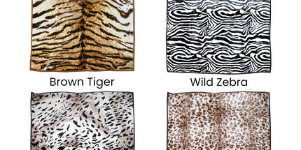 750gsm 3.5kg Double Layer Animal Print Faux Mink Blanket Queen 200x240 cm Brown Tiger
