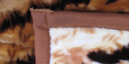 750gsm 3.5kg Double Layer Animal Print Faux Mink Blanket Queen 200x240 cm Brown Tiger