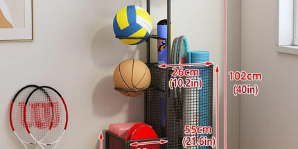 Home Sports Equipment Storage Rack for Mats Balls Sports Equipment Sturdy