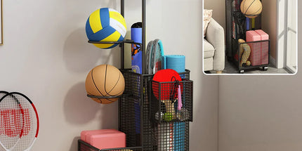 Home Sports Equipment Storage Rack for Mats Balls Sports Equipment Sturdy