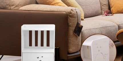 Home Storage Cabinet Nightstand with Drawer and Shelf for Bedroom Living Room