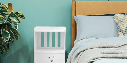 Home Storage Cabinet Nightstand with Drawer and Shelf for Bedroom Living Room