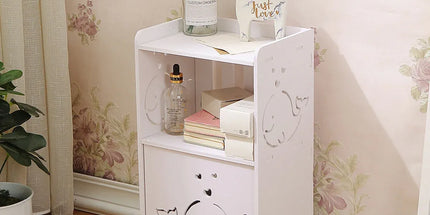 Home Storage Cabinet Nightstand with Drawer and Shelf for Bedroom Living Room
