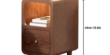 Wood Mini Bedside Table with Drawer and Shelf Compact Space Saving