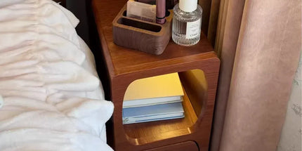 Wood Mini Bedside Table with Drawer and Shelf Compact Space Saving
